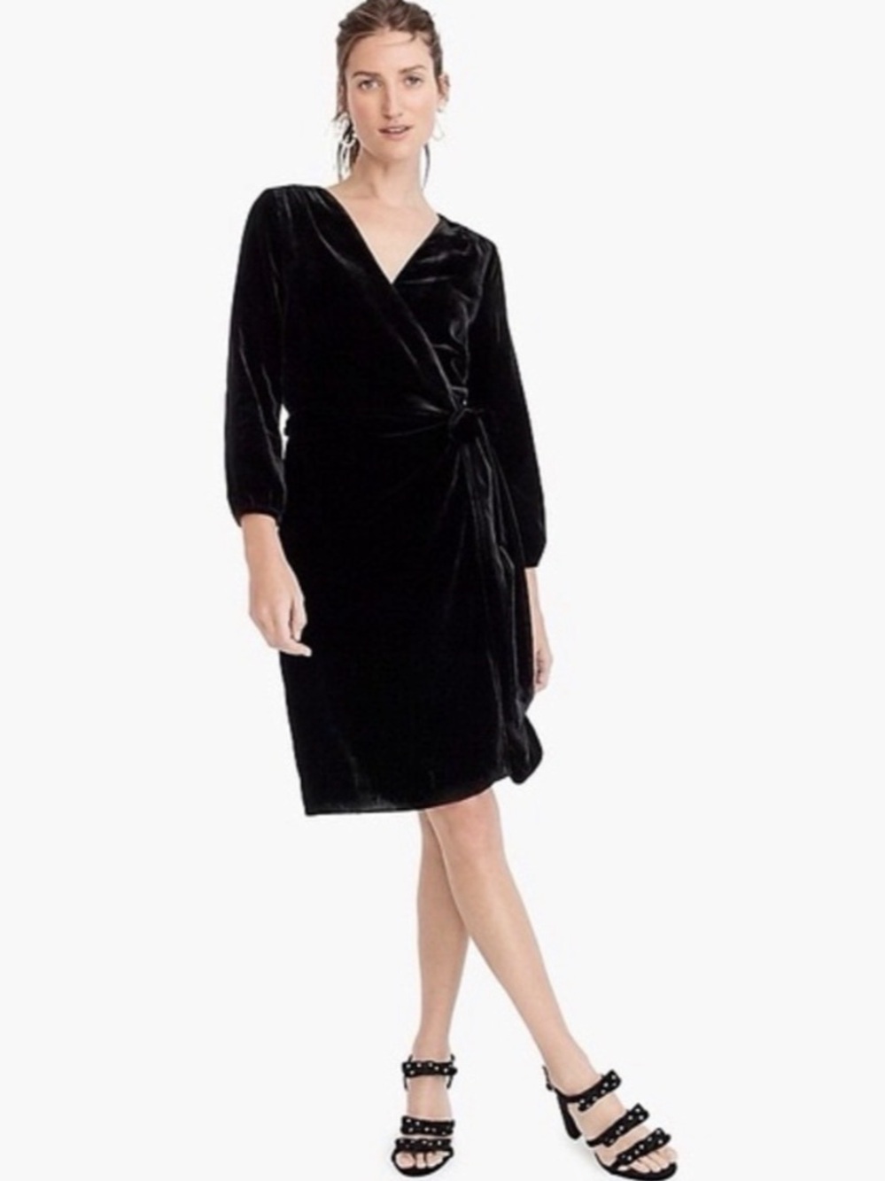 J.Crew Black Velvet Wrap Dress Size 2